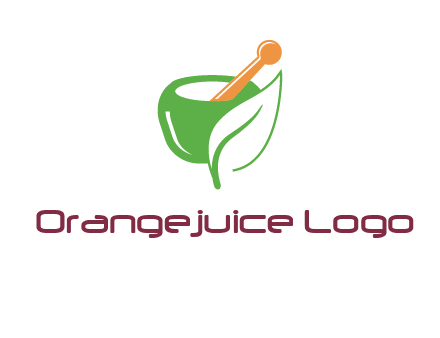 pestle and mortar with leaf pharmacy logo