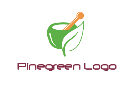 pestle and mortar with leaf pharmacy logo