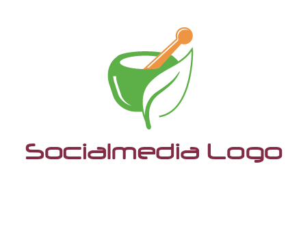 pestle and mortar with leaf pharmacy logo