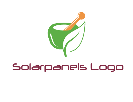 pestle and mortar with leaf pharmacy logo