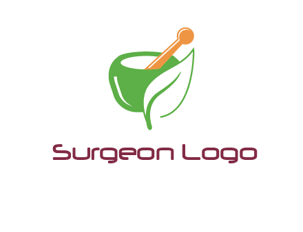 pestle and mortar with leaf pharmacy logo