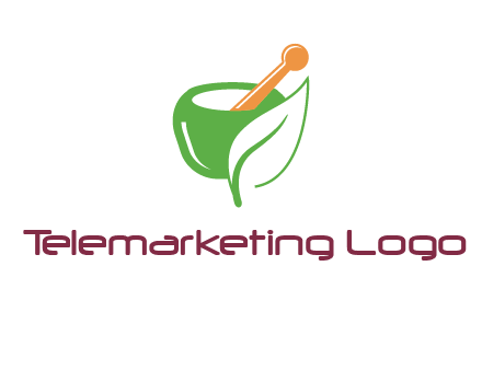 pestle and mortar with leaf pharmacy logo