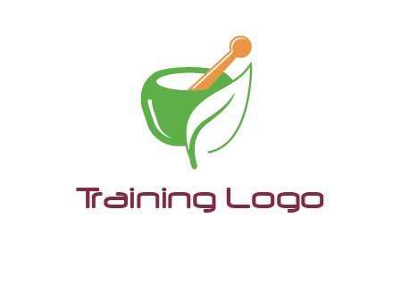 pestle and mortar with leaf pharmacy logo