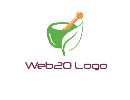 pestle and mortar with leaf pharmacy logo