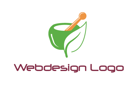 pestle and mortar with leaf pharmacy logo