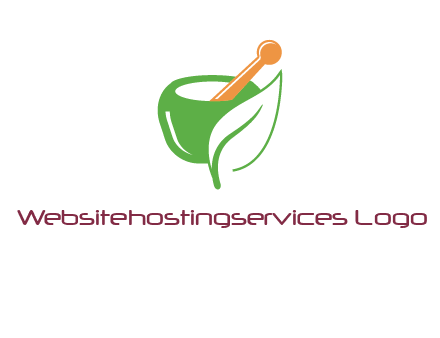 pestle and mortar with leaf pharmacy logo