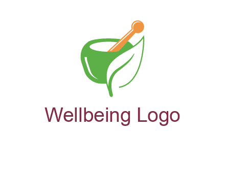 pestle and mortar with leaf pharmacy logo