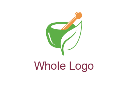 pestle and mortar with leaf pharmacy logo