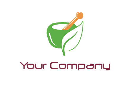 pestle and mortar with leaf pharmacy logo