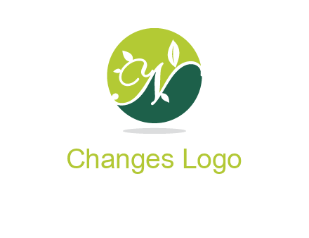 leaves growing on letter N in a round logo