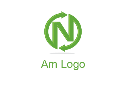 letter N in circle formed with two arrows