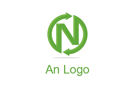 letter N in circle formed with two arrows