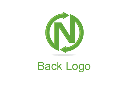 letter N in circle formed with two arrows