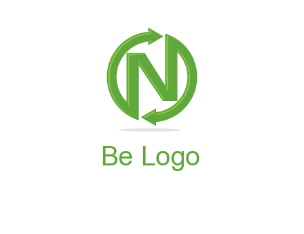 letter N in circle formed with two arrows