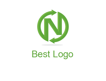 letter N in circle formed with two arrows