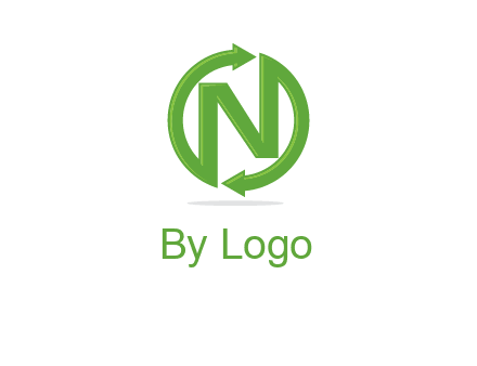 letter N in circle formed with two arrows