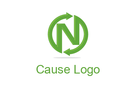 letter N in circle formed with two arrows