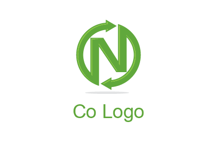 letter N in circle formed with two arrows