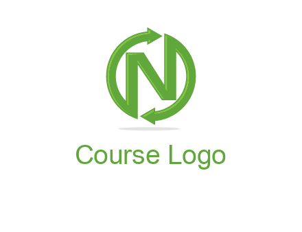 letter N in circle formed with two arrows