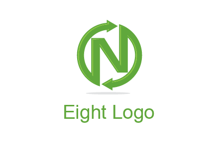 letter N in circle formed with two arrows