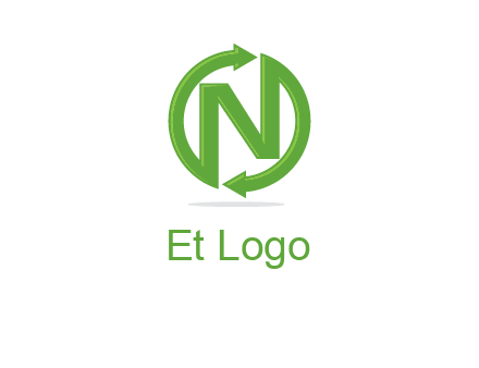 letter N in circle formed with two arrows