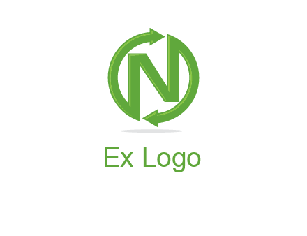letter N in circle formed with two arrows