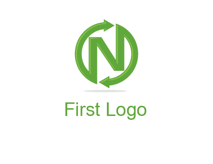 letter N in circle formed with two arrows