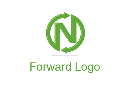 letter N in circle formed with two arrows