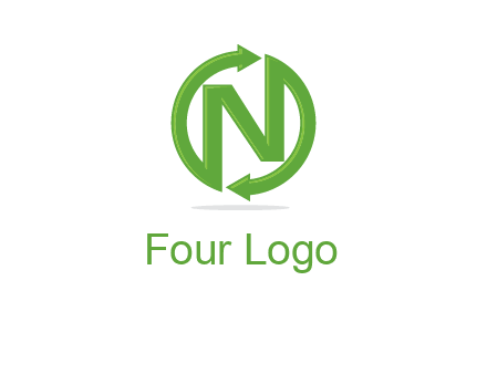 letter N in circle formed with two arrows