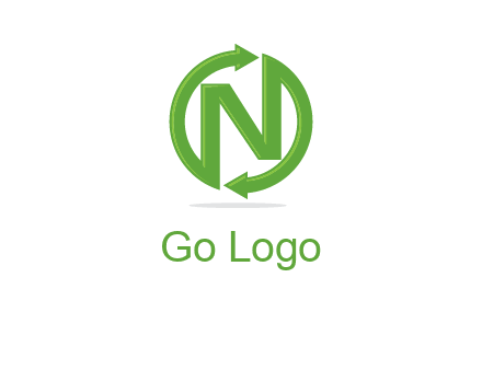 letter N in circle formed with two arrows