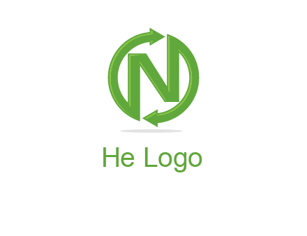 letter N in circle formed with two arrows
