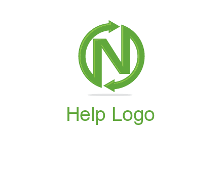 letter N in circle formed with two arrows