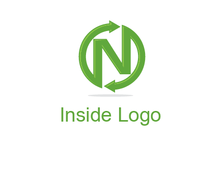 letter N in circle formed with two arrows
