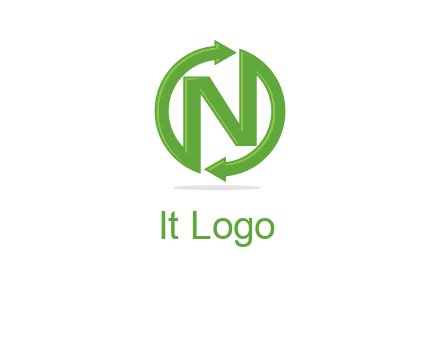 letter N in circle formed with two arrows