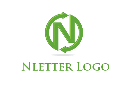 letter N in circle formed with two arrows