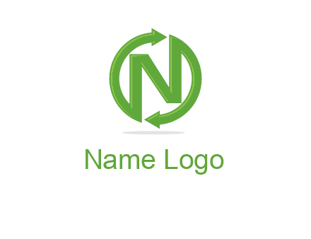 letter N in circle formed with two arrows