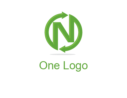letter N in circle formed with two arrows