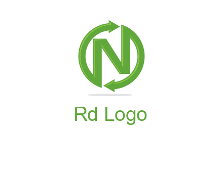letter N in circle formed with two arrows