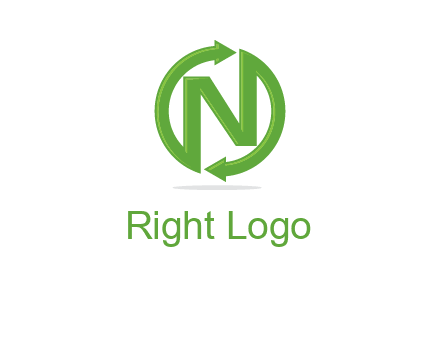 letter N in circle formed with two arrows