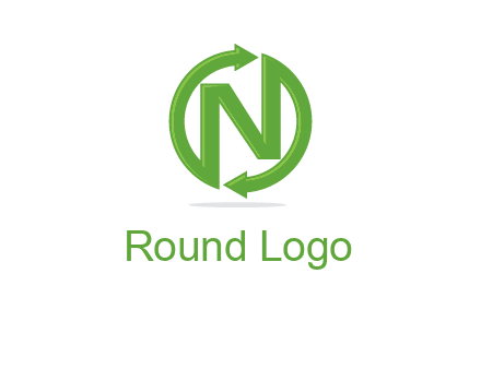 letter N in circle formed with two arrows