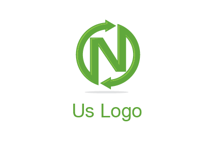letter N in circle formed with two arrows
