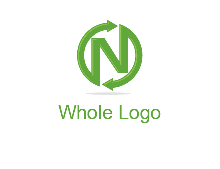 letter N in circle formed with two arrows
