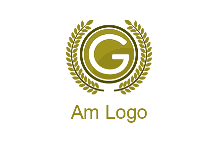 letter G in a circle surrounded by a wreath