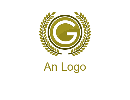letter G in a circle surrounded by a wreath