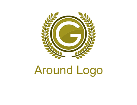 letter G in a circle surrounded by a wreath