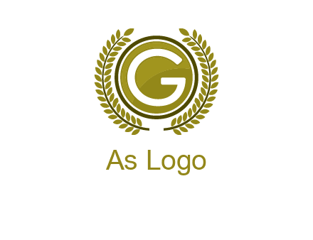 letter G in a circle surrounded by a wreath