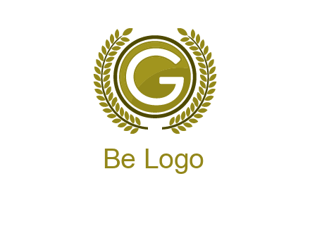 letter G in a circle surrounded by a wreath