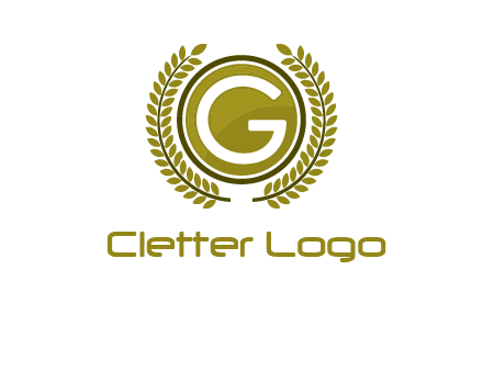 letter G in a circle surrounded by a wreath