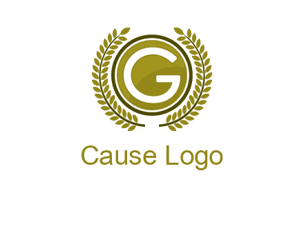 letter G in a circle surrounded by a wreath