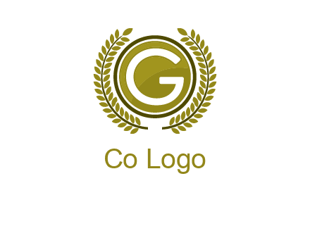 letter G in a circle surrounded by a wreath
